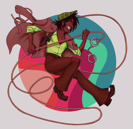 A piece depicting Detective Melon from the Lupin the Third series in an alternative, 70's inspired outfit ca. 2022