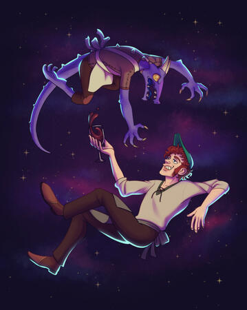 Artwork depicting my original DnD characters, Ollie and Gregory ca. 2022