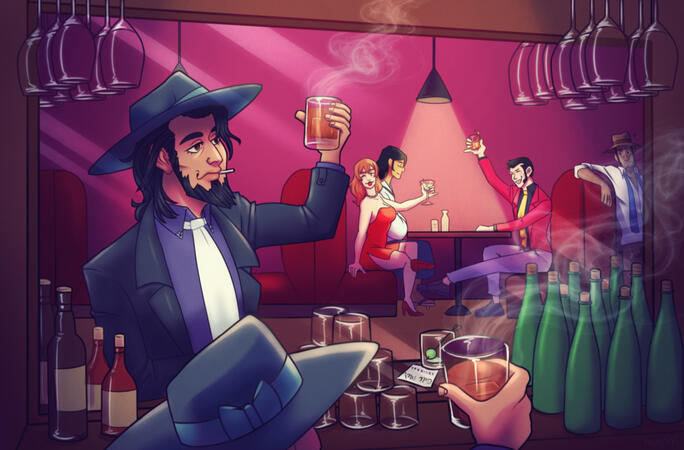 A piece done for the Lupin the Third Cook Book Zine ca. 2023